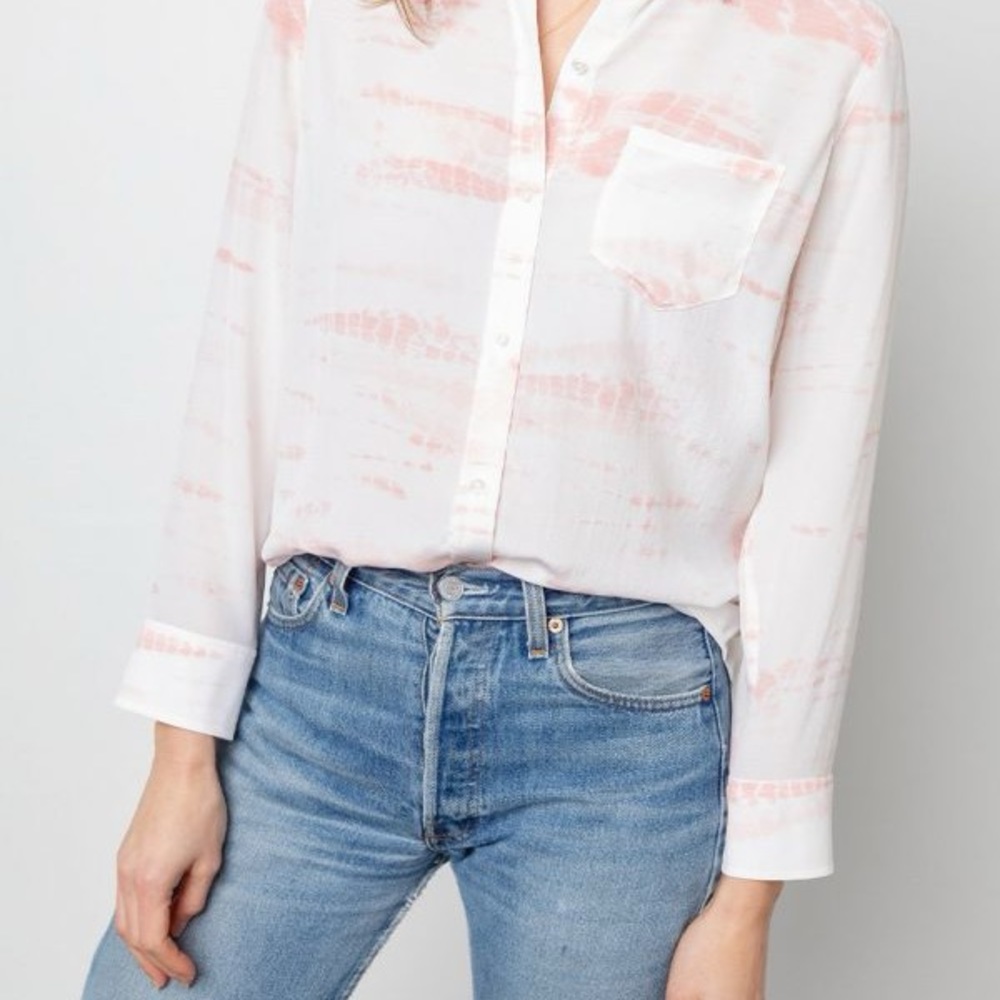 Rails top. Kate tailored silk sunburst tie dye button shirt. XS.